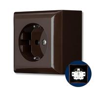 REV PlanoLuxe - Prise Schuko - Montage en saillie - 1 prise - Marron