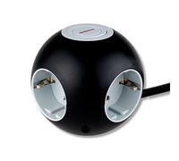 REV PowerGlobe Prise Cube Ronde avec Interrupteur 1,4 m 3500 W Noir/Gris