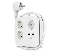 REV PowerQuad 3X Blanc Rallonge multiprise + 2X USB