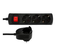 REV Rallonge multiprise 3+1x 5m + Interrupteur, Noir