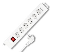 REV Rallonge multiprise 6x, 2,4m Supraline av. interr., blanc