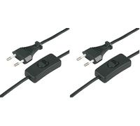 REV Ritter 0505681555 H03VVH2-F Câble d'alimentation UE avec Interrupteur Noir 2 m (Lot de 2)
