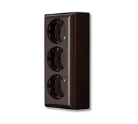 REV Ritter 0510089777 PlanoLuxe Lot de 3 prises de courant apparentes Marron