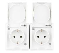 REV Ritter 0510253555 AquaForm Double Prise de Courant Horizontale en saillie Blanc