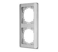 REV Série d'interrupteurs Nova - Double cadre vertical pour prises, interrupteurs et autres inserts, couleur aluminium