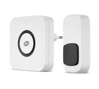 REV Sonnette sans Fil Piezo - Gong à Brancher sur Prise avec Signal Lumineux, 58 mélodies, 4 Niveaux de Volume, Max. 110 DB, Sonnette sans Fil, portée 100 m, Blanc