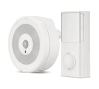 REV Sonnette sans fil - Sonnette pour porte d'entrée, portée de 50 m, signal visuel, 80 dB, volume réglable sur 4 niveaux, avec détecteur de mouvement et veilleuse, grise