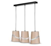 REV Suspension à 3 ampoules E27. Plafonnier de salon (L x l x H) 60 x 16 x 120 cm - suspension réglable. Abat-jours Ø 16 cm, beige