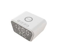 Réveil 15W Chargeur Sans Fil Intelligent Calendrier Affichage de L'Heure Température Horloge Numérique LED Blanc