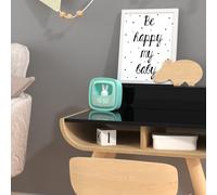 Mobility On Board Réveil et veilleuse Billy Clock Motif Lapin Tissu Cadre Soft-Touch Turquoise