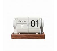 Réveil à Clapet Élégant, Blanc, Avec Base | Format Compact Rectangulaire, Horloge à Clapet, Horloge Numérique Bureau, pour Étagère