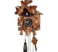 Réveil à coucou - Horloge murale en bois - Affiche l'heure - 10 mélodies - 22 cm - Couleur bois