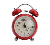Réveil à double cloche avec rétroéclairage pour dormeurs lourds, design vintage, alimenté par batterie, décoration d'intérieur (rouge)