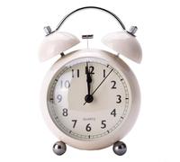 Réveil à double cloche avec rétroéclairage - Style vintage - Alimenté par piles - Pour dormeurs lourds - Décoration d'intérieur - Blanc