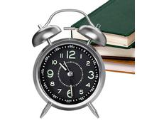Réveil à l'ancienne - Réveil analogique classique pour dormeurs profonds, montre silencieuse éclairée design en métal pour table de chevet salle de bain voyage dortoir
