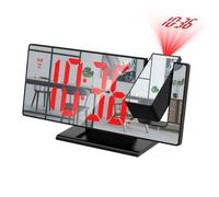 Réveil à projection de Miroir LED, Grand écran de 7,8 po, 4 niveaux de luminosité, Snooze, Alarme jour de travail - Rouge