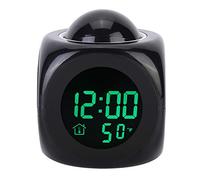 Réveil à Projection LCD avec Fonction Vocale et Fonction Snooze pour Usage Domestique Noir 3,1 X 3,1 X,9 Pouces