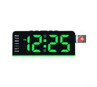 Réveil à projection LED avec affichage de la température et de la date rotatif à 180 degrés pour chambre à coucher, table de chevet, bleu (noir vert)
