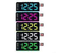 Réveil à projection LED, horloge de chevet numérique avec affichage rotatif à 180°, multifonction, heure, date, température, répétition, 5 options de couleur pour chambre à coucher (gris)