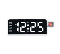 Réveil à projection LED, horloge de chevet numérique avec affichage rotatif à 180°, multifonction, heure, date, température, répétition, 5 options de couleur pour chambre à coucher (noir et blanc)