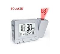 Réveil à projection LED Horloge de USB avec heure température, argent