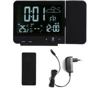 Réveil à Projection Numérique Radio Reveil Projection Plafond avec Station Météo Thermomètre Fil Hygromètre de Jauge de Contrôle D