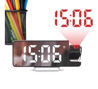 Réveil à projection - Réveil radio avec affichage LED - Affichage de la température | Horloge projecteur numérique moderne | Minuterie intelligente - Projection idéale pour les chambres à coucher, les