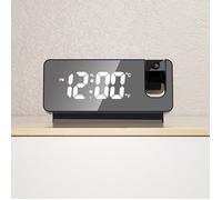 Réveil à projection - SALUTUYA - Miroir LED - Projection 360° - Alarme unique - Électrique