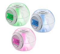 Réveil affichage numérique LED avec date température changement de couleur RVB avec 6 tons naturels, plastique transparent, H 8,5 cm, lot de 3