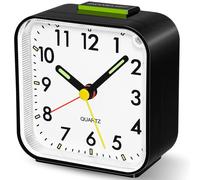 Réveil analogique avec veilleuse, fonctionnement silencieux, fonction snooze, 7,5 cm