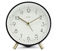 Réveil analogique, boîtier en métal, couleur noire, éclairage de fond, fonction d'alarme facile à régler