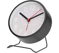 Réveil Analogique Design Rond avec Pied en Métal et Fonction Snooze Nedis Noir Noir