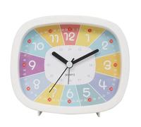 Réveil Analogique Numérique Réveil Enfant Aiguille Horloge de Table Ronde Réveil Silencieux Sans Tic-tac Réveil Matin Chevet Décoration de Chambre d'enfant pour Garçons et Filles (Blanc/Carrée)