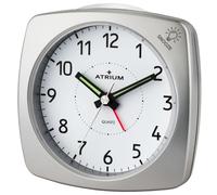 Atrium A251-19 Réveil analogique à quartz sans tic-tac, avec lumière et snooze Argenté