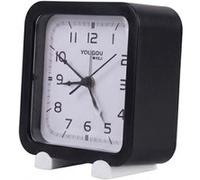Réveil Analogique Quartz Silencieux Carré Design Minimaliste - Noir