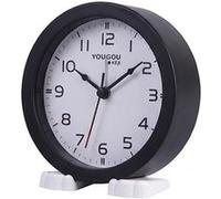Réveil Analogique Quartz Silencieux sur Pied Design Minimaliste - Noir