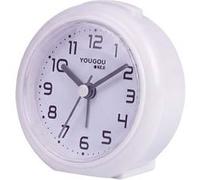Réveil analogique rond silencieux design minimaliste Blanc Blanc