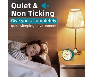 Réveil analogique, silencieux, sans tic-tac, réveil vintage avec veilleuse, fonctionnant à piles, facile à utiliser, avec alarme puissante et fonction snooze pour la chambre à coucher, le salon et la 