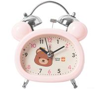 Réveil animal mignon alimenté par piles, balayage silencieux avec veilleuse, cloche en métal double alarme pour étude et chambre à coucher, horloge décorative d'intérieur en forme d'ours et de lapin
