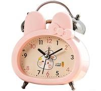 Réveil animal mignon alimenté par piles, balayage silencieux avec veilleuse, cloche en métal double alarme pour étude et chambre à coucher, horloge décorative d'intérieur en forme d'ours et de lapin