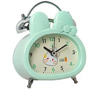 Réveil animal mignon alimenté par piles, balayage silencieux avec veilleuse, cloche en métal double alarme pour étude et chambre à coucher, horloge décorative d'intérieur en forme d'ours et de lapin