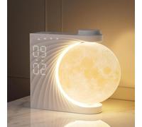 Réveil avec éclairage LED « clair de lune », 2 fonctions de réveil, éclairage « clair de lune » RGB, 8 couleurs, sons naturels, veilleuse avec 3 niveaux de luminosité, lampe de chevet pour filles et g