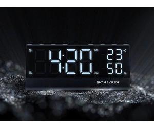 Réveil avec radio - Réveil à deux heures - Écran LED personnalisable - Réveil avec fonction d'éclairage - Surveillance de l'environnement et de la qualité de l'air - Noir - 194 x 81 x 48 mm