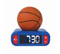 Lexibook Réveil Ballon de Basket 3D RL800BA – Veilleuse, écran LCD, Snooze – Bleu/Orange