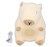 Réveil avec veilleuse chaude 4000 K, détection de température, 2 modes, affichage numérique LED silencieux, rechargeable, capybara en peluche pour la chambre à coucher