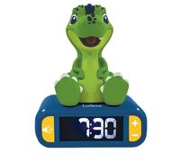 Lexibook, Dinosaure, Réveil Veilleuse, Personnage Lumineux, Coix de 6 alarmes, 6 Effets sonores, Écran rétro-éclairé, Horloge, Snooze, Bleu/Vert, RL800DINO