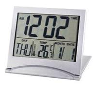 Réveil blanc mini numérique lcd pliable de bureau station météo de température électronique horloge Blanc G