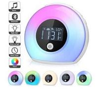 Réveil bluetooth sans fil matin avec effets lumineux avec 3 nature sounds et 5 color light for children chambres G
