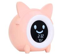 Réveil Chat de Dessin animé Adorable, Veilleuse Apaisante pour Enfants, Entraînement au Sommeil (Pink)