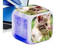 Réveil Chat pour , Alarme de Chat - Réveil pour Réveil LED Horloge Numérique de Table Cube | Réveil électronique coloré, horloge pour les amoureux des chats pour